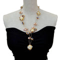 Natural Freshwater Pearl & Purple Murano Y-Drop Necklace