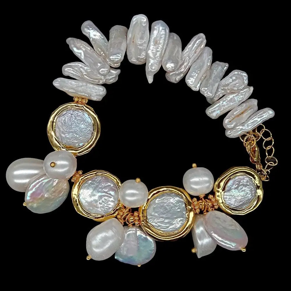 Freshwater Pearl Luxe Bracelet — Biwa, Coin & Keshi