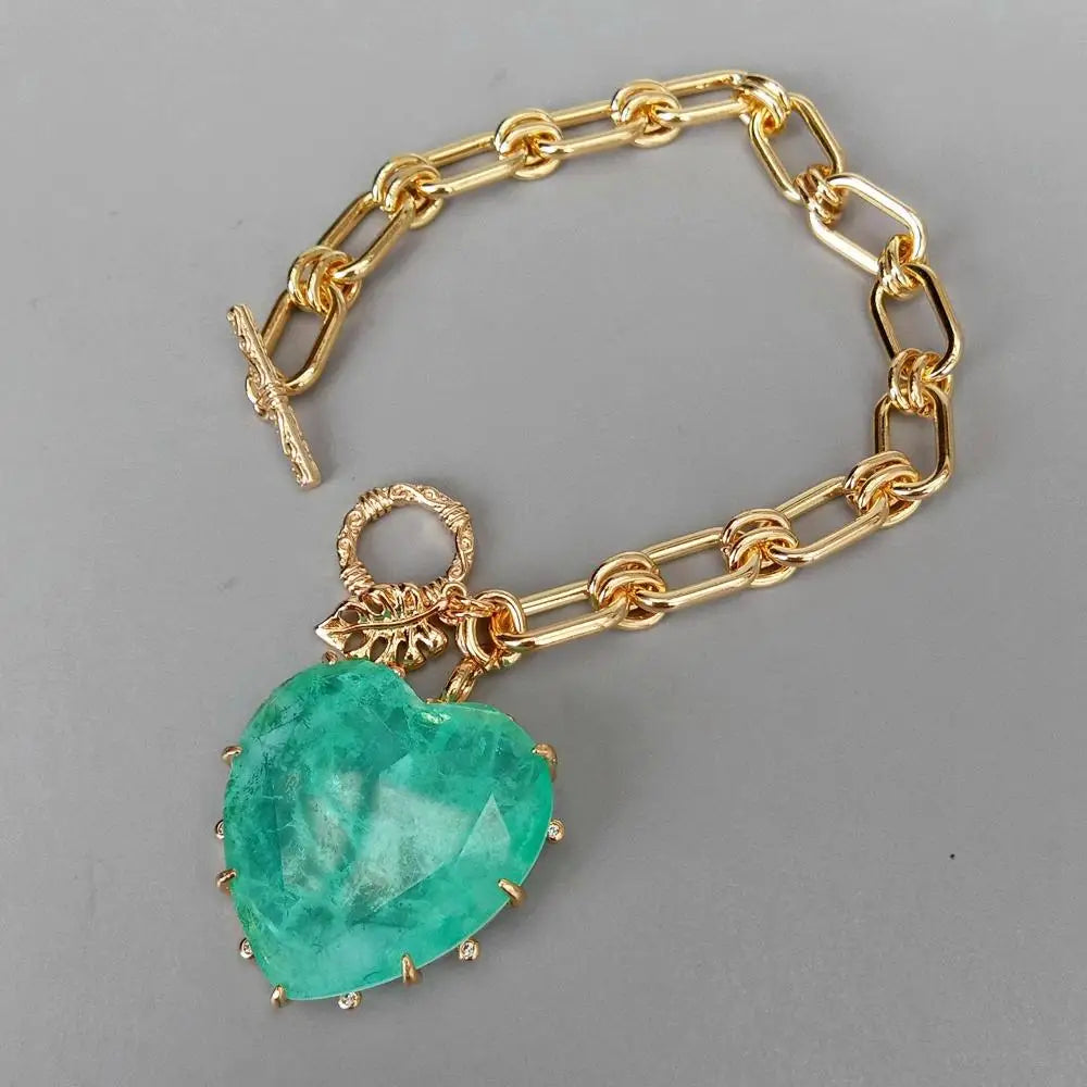 Emerald Heart Charm Bracelet