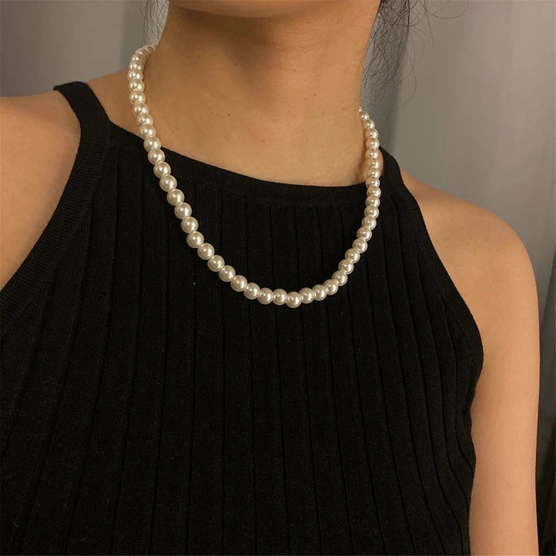 Classic Pearl Choker — Handmade Glass Beads