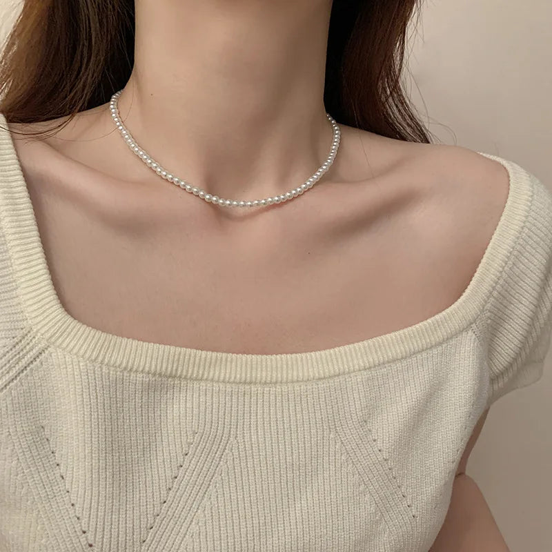 Classic Pearl Choker — Handmade Glass Beads