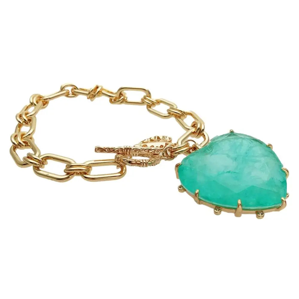 Emerald Heart Charm Bracelet