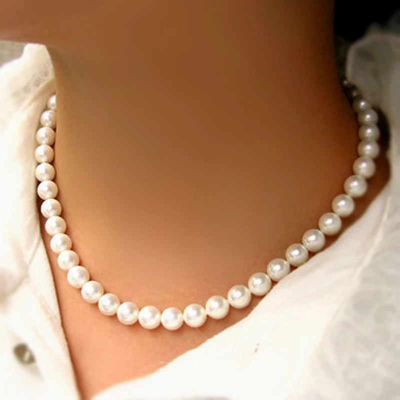 Classic Pearl Choker — Handmade Glass Beads