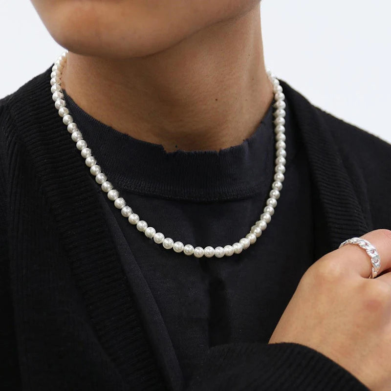 Classic Pearl Choker — Handmade Glass Beads