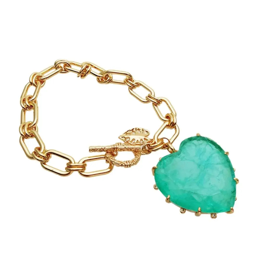 Emerald Heart Charm Bracelet