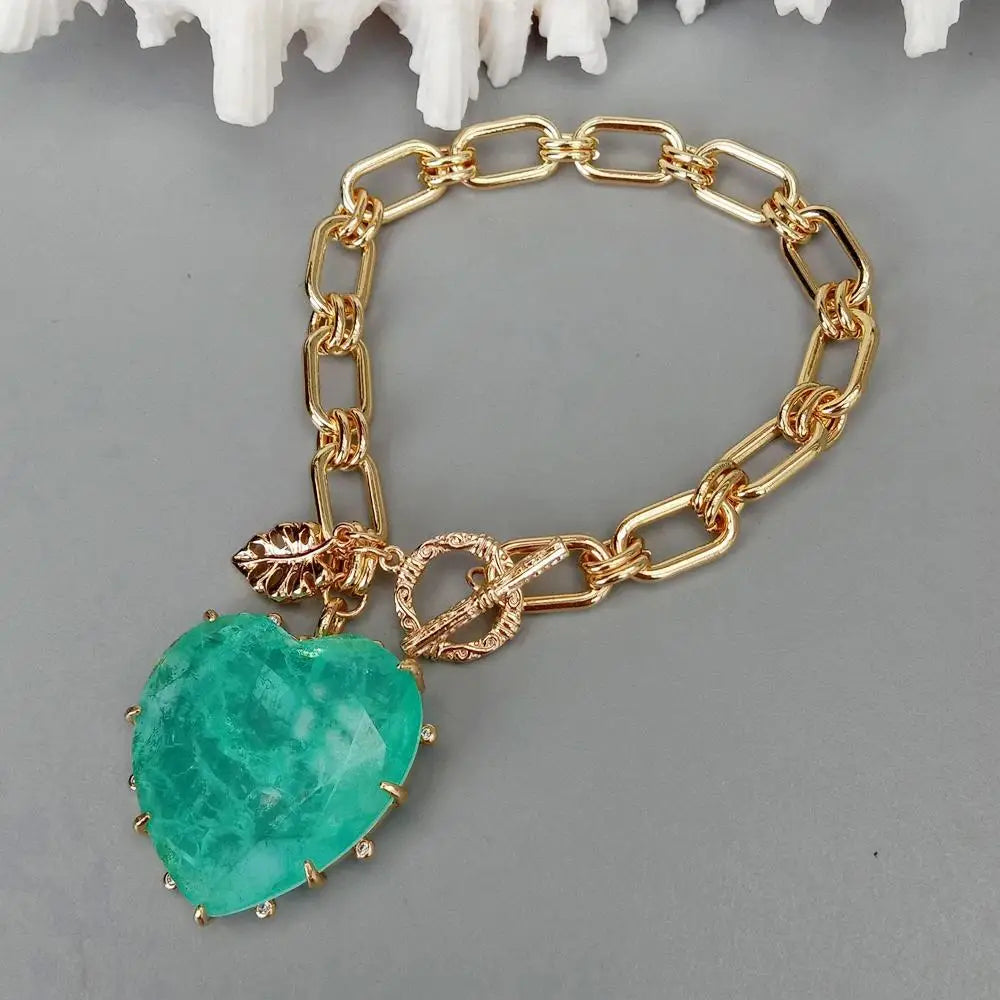 Emerald Heart Charm Bracelet